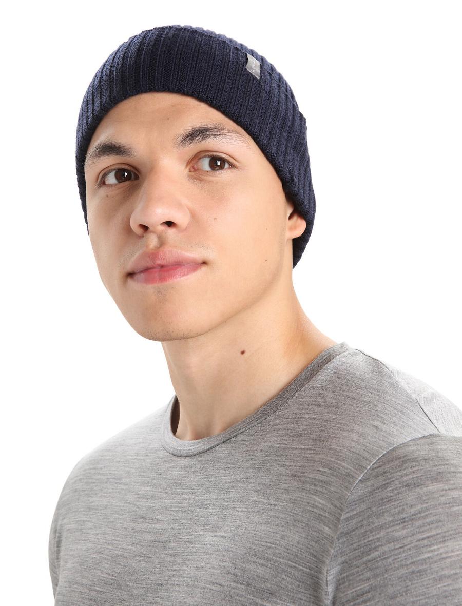 Chapeaux Icebreaker Unisex Merino Rixdorf Cuff Beanie Homme Bleu Marine | FR 1107QMAZ